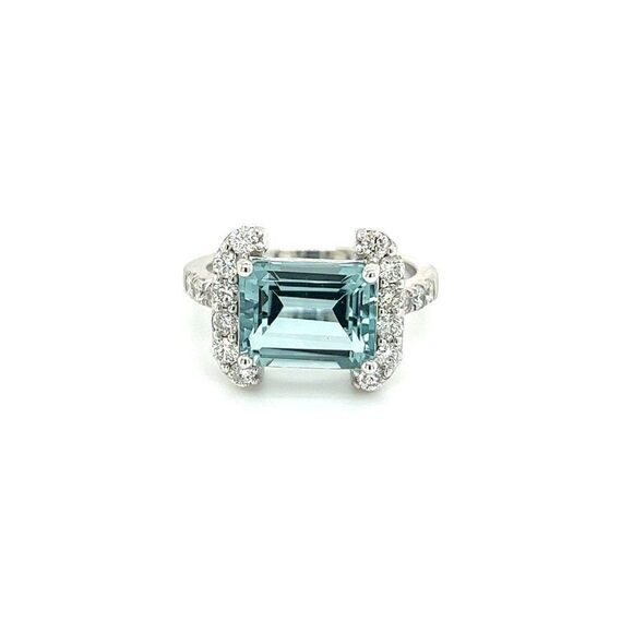 Natural Aquamarine Diamond Ring 6.5 14k Gold 6.09 TCW Certified $4,690 217095 - Picture 12 of 13